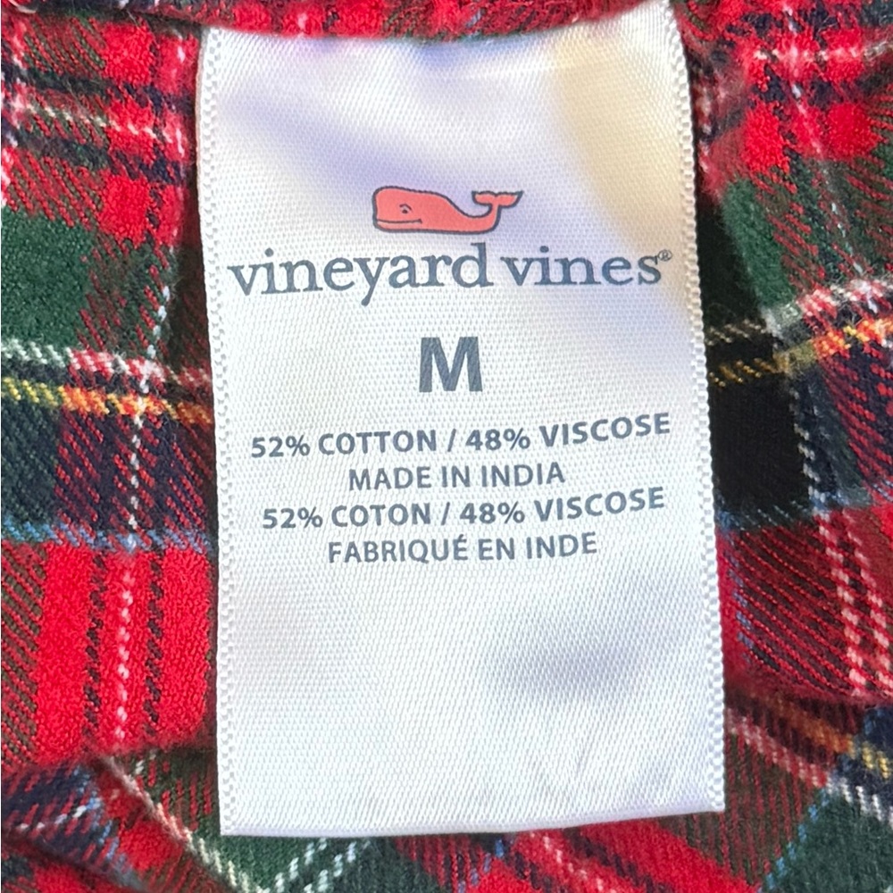 Vineyard Vines Pajama Pants Womens Medium Red Tartan Plaid Cotton Blend Lounge - Picture 3 of 3